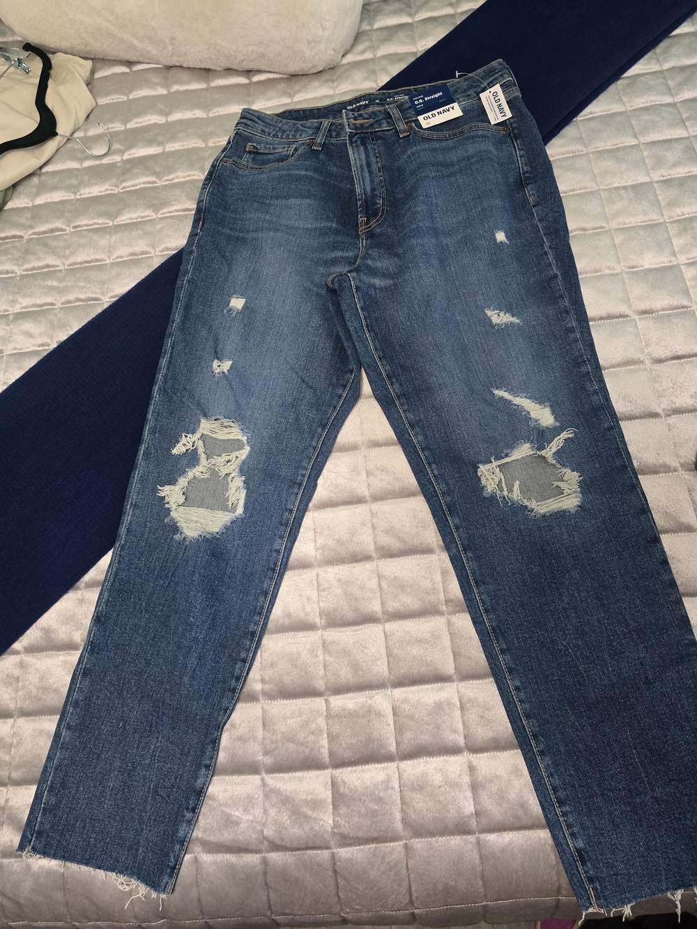 Old Navy Women's Distressed Boyfriend Jeans - Dark Blue